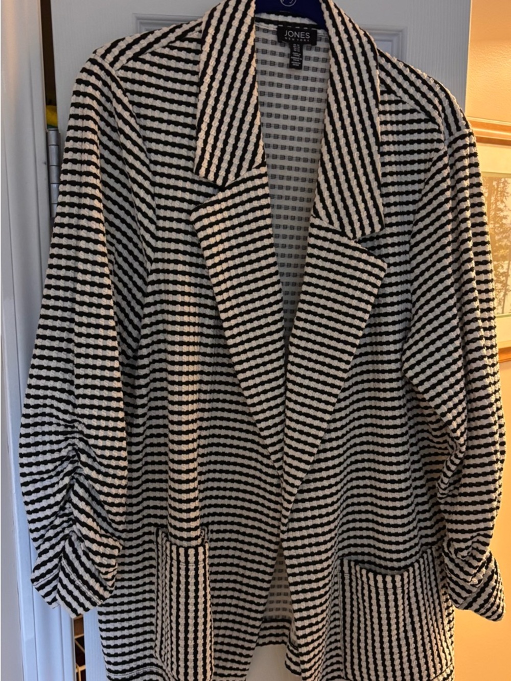 Jones New York Black & White Striped Open-Front Blazer Open to Offers